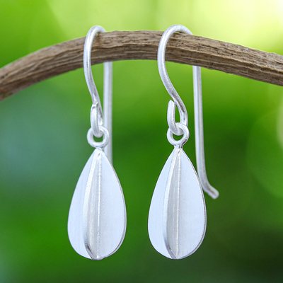 Sterling silver dangle earrings, 'Quartered Leaf' - Thai Silver Earrings