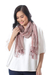 Cotton batik scarf, 'Ginger Paths' - Orange and White Cotton Batik Scarf thumbail