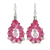 Rose quartz dangle earrings, 'Siam Serenade' - Artisan Crafted Rose Quartz Macrame Earrings (image 2a) thumbail