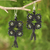 Onyx cross earrings, 'Chiang Mai Goth' - Artisan Crafted Onyx Macrame Earrings thumbail