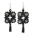 Onyx cross earrings, 'Chiang Mai Goth' - Artisan Crafted Onyx Macrame Earrings (image 2a) thumbail