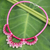 Rose quartz collar necklace, 'Thai Goddess' - Handcrafted Rose Quartz Macrame Necklace thumbail