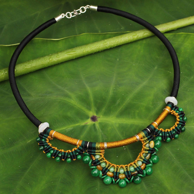 Jade collar necklace, 'Goddess' - Handcrafted Jade Macrame Necklace