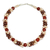Halskette aus Zuchtperlen und Chalcedonperlen - Halskette aus braunen und pfirsichfarbenen Perlen mit orangefarbenem Chalcedon