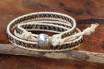 Smoky quartz wrap bracelet, 'Subtle Sigh' - Thai Hand Knotted Smoky Quartz Wrap Bracelet