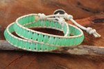 Quartz wrap bracelet, 'Verdant Breeze' - Thai Hand Knotted Green Quartz Wrap Bracelet