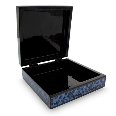 Lacquered wood box, 'Floral Thai' - Handcrafted Lacquered Wood Decorative Box