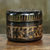 Lacquered wood box, 'Exotic Golden Flora' - Round Decorative Box Handcrafted Lacquered Wood thumbail