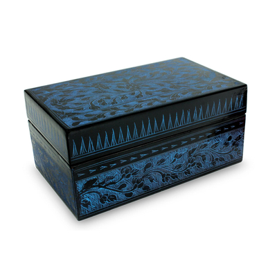 Floral Decorative Box in Handcrafted Lacquered Wood