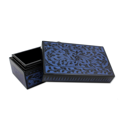 Lackierte Holzkiste - Florale dekorative Box aus handgefertigtem lackiertem Holz
