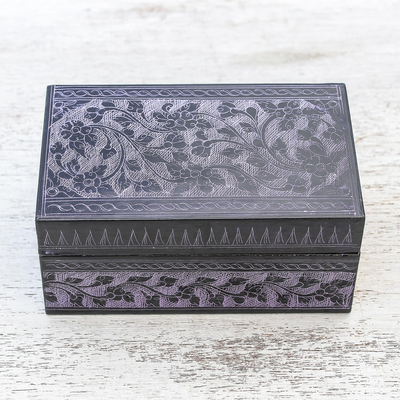 Caja de madera lacada - Caja decorativa artesanal de madera lacada