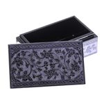 Lacquered wood box, 'Blossoming in Purple' - Handcrafted Lacquered Wood Decorative Box