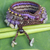 Amethyst and labradorite wristband bracelet, 'Orchid Bower' - Thai Artisan Crafted Crocheted Amethyst Labradorite Bracelet