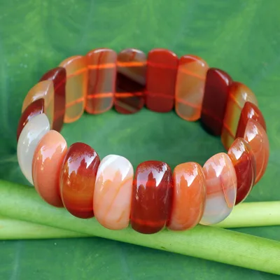 Carnelian stretch bracelet, 'Just Glow' - Carnelian Stretch Bracelet Handcrafted Jewelry