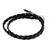 Leather wrap bracelet, 'Black Braid' - Black Braided Leather Bracelet with Hill Tribe Silver