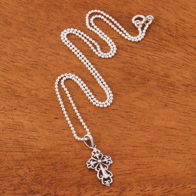 Sterling Silber Anhänger Halskette "Cross Silhouette" - Silberne Halskette mit Kreuz-Anhänger