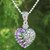 Amethyst and marcasite heart necklace, 'Spectacular Romance' - Amethyst Marcasite and Sterling Silver Heart Necklace thumbail