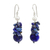 Cultured pearl and lapis lazuli cluster earrings, 'Exquisite Elegance' - Hand Knotted Pearl and Lapis Lazuli Thai Earrings thumbail