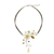 Cultured pearl and gemstone flower necklace, 'Honey Lily' - Handmade Pearl and Gemstone Floral Choker thumbail
