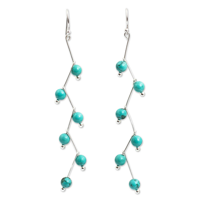 Dangle earrings, 'Lightning' - Modern Handcrafted Blue Calcite Dangle Earrings