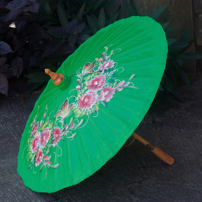 Sonnenschirm aus Baumwolle und Bambus - Handbemalter Sonnenschirm aus Baumwolle und Bambus