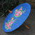 Cotton and bamboo parasol, 'Blossoming Lanna in Blue' - Hand-painted Cotton and Bamboo Parasol thumbail