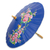 Cotton and bamboo parasol, 'Blossoming Lanna in Blue' - Hand-painted Cotton and Bamboo Parasol (image 2a) thumbail