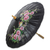 Cotton and bamboo parasol, 'Blossoming Lanna in Black' - Cotton and Bamboo Handcrafted Parasol (image 2a) thumbail