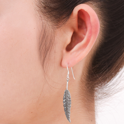 Sterling silver dangle earrings, 'Fly Free' - Unique Sterling Silver Dangle Earrings