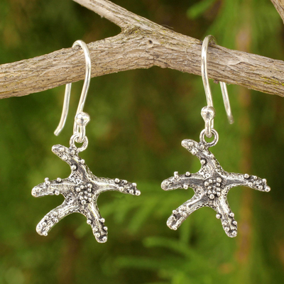 Sterling silver dangle earrings, 'Ocean Angel' - Starfish Sterling Silver Dangle Earrings