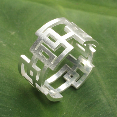 Sterling silver band ring, Open Windows