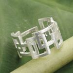 Sterling silver band ring, 'Open Windows' - Thai Artisan Crafted Sterling Silver Band Ring
