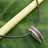 Men's sterling silver and wood necklace, 'Naturally Original' - Men's Necklace Fair Trade Jewelry
