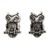 Sterling silver button earrings, 'Wise Little Owl' - Silver Bird Theme Earrings (image 2a) thumbail