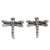 Sterling silver button earrings, 'Baby Dragonfly' - Silver Button Earrings (image 2a) thumbail