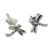Sterling silver button earrings, 'Baby Dragonfly' - Silver Button Earrings (image 2b) thumbail