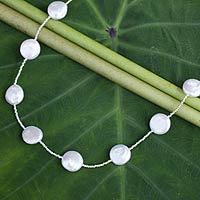 Cultured pearl station necklace, 'Mystic Moons' - Artisan Crafted Cultured Pearl Necklace