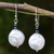 Cultured pearl dangle earrings, 'Lunar Horizon' - White and Gray Pearl Handcrafted Earrings