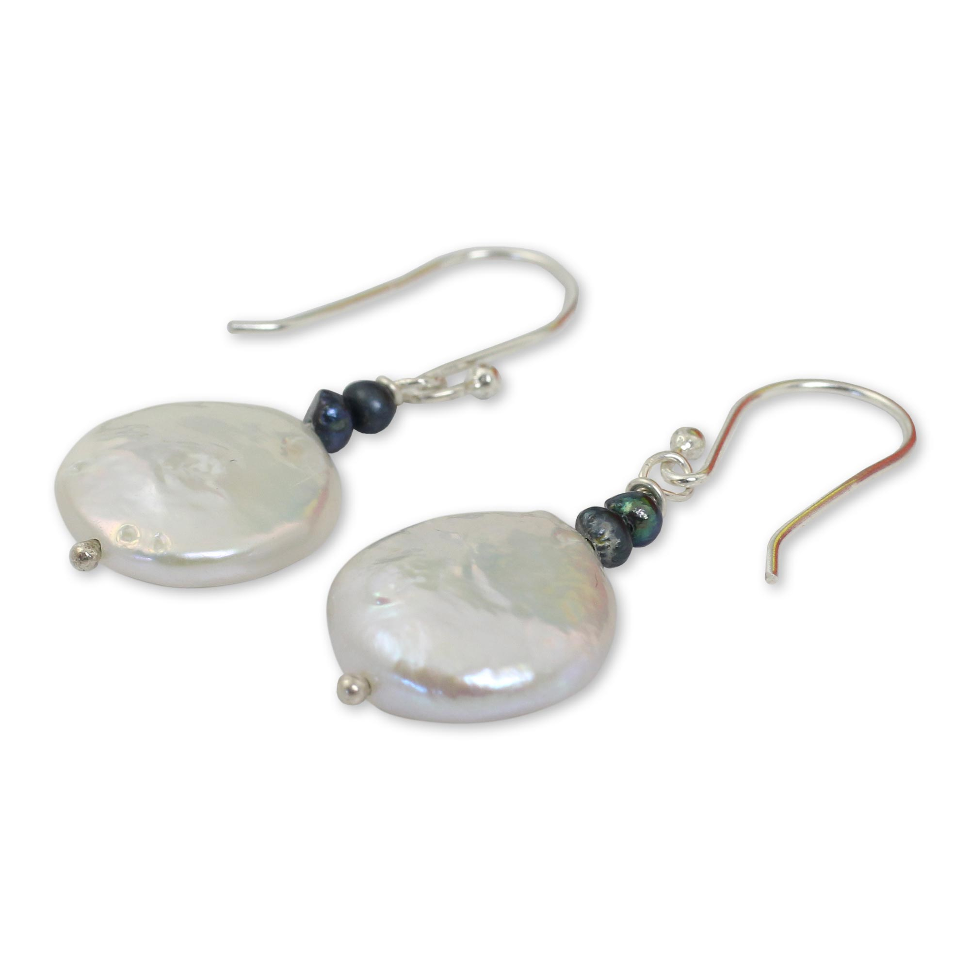 UNICEF Market | White and Gray Pearl Handcrafted Earrings - Lunar Horizon