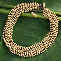 Featured review for Wood torsade necklace, Natural Belle