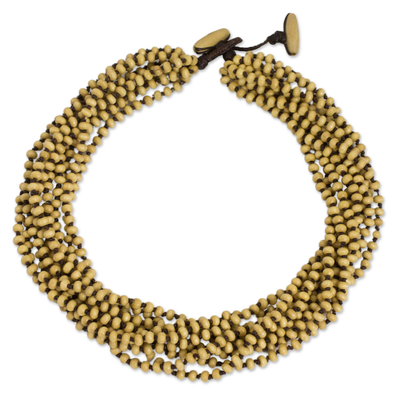 Wood torsade necklace, 'Natural Belle' - Fair Trade Artisan Crafted Wood Torsade Necklace