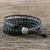 Onyx and serpentine wrap bracelet, 'Rhythm of the Season' - Thai Handcrafted Multi Gemstone and Silver Wrap Bracelet (image 2) thumbail