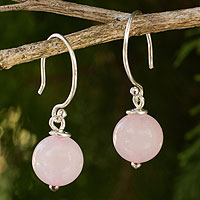 Rose quartz dangle earrings, 'Mystical Me'