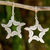 Pendientes colgantes de plata de ley - Aretes de Plata de Ley con Palomas y Estrellas