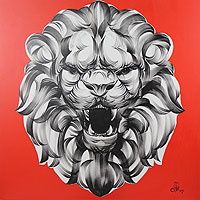 'Lion's Roar' - Black and White Thai Lion Portrait
