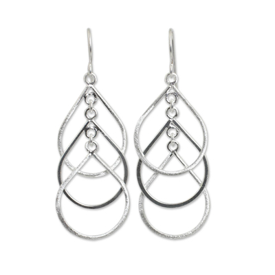 Sterling silver dangle earrings, 'Perpetual Cascade' - Handcrafted Sterling Silver Earrings