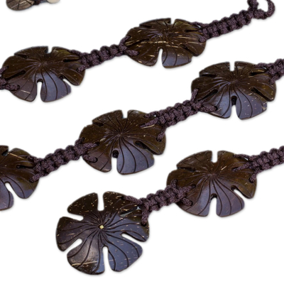 Coconut shell belt, 'Hibiscus Garden' - Unique Floral Coconut Shell Belt