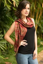Silk scarf, 'Siam Adventure' - Hand-spun Silk Tie Dye Scarf