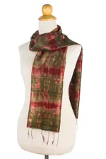 Silk scarf, 'Siam Adventure' - Hand-spun Silk Tie Dye Scarf