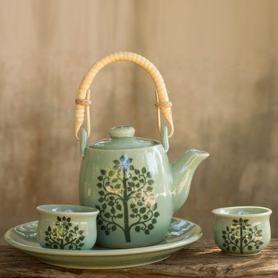 Teeservice aus Celadon-Keramik, „Inspiration“ (Set für 2) – thailändisches Teeservice aus Celadon-Keramik für zwei